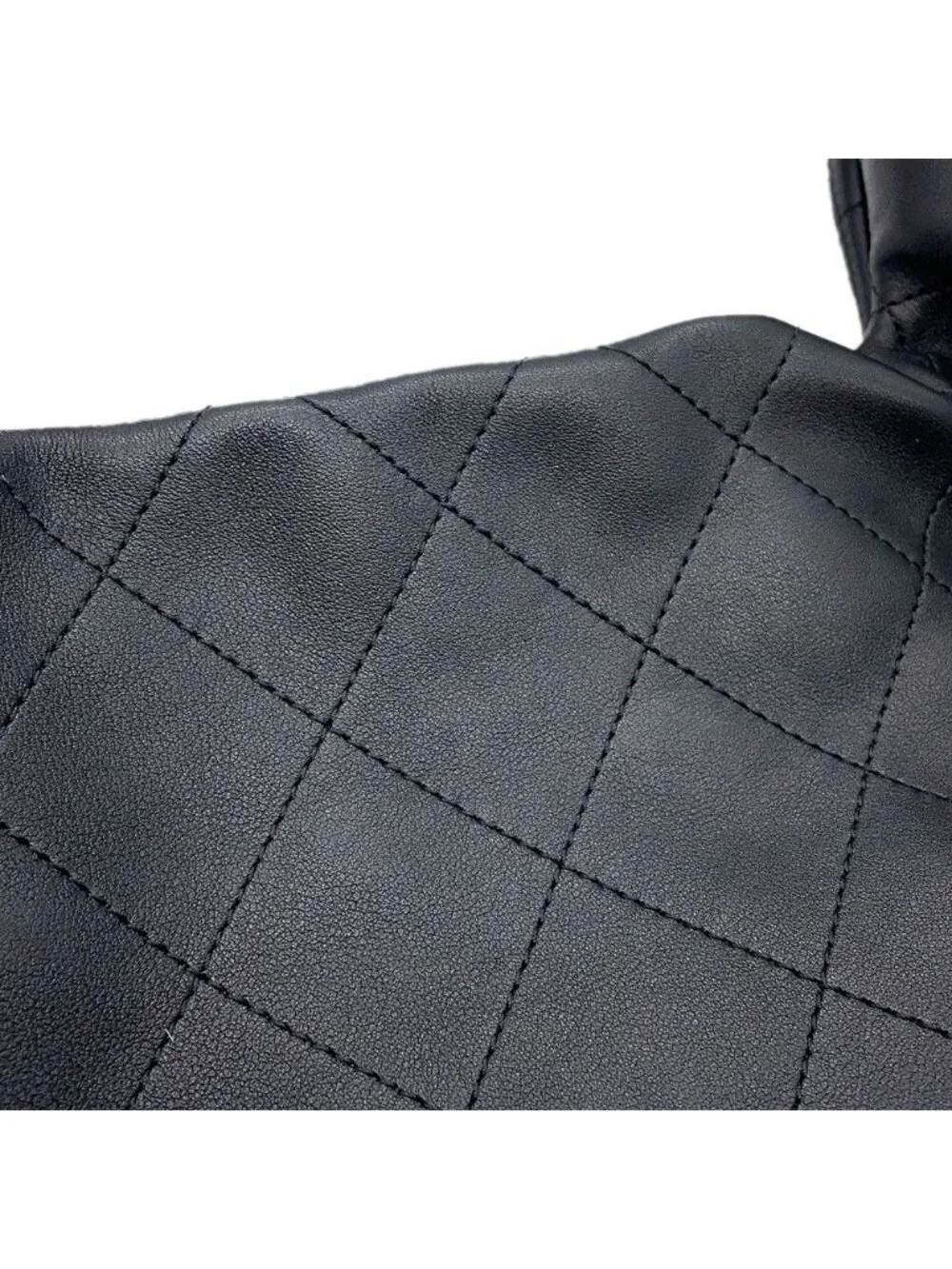 Chanel Handbag Quilted CC Logo Hobo Calfskin Black